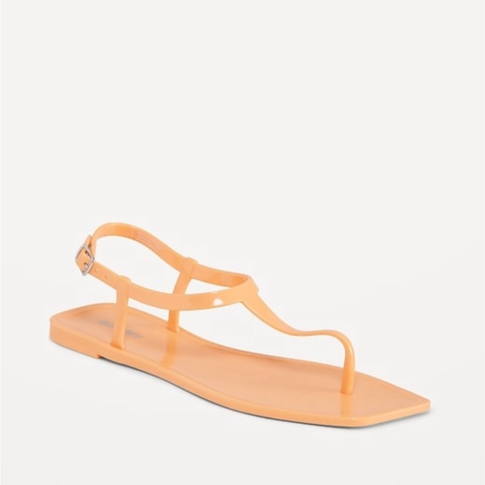 OLD NAVY Opaque Jelly T-Strap Sandals in Sunfish Size Women’s 8- NEW with Tags